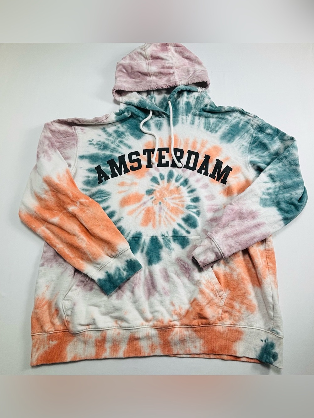 Amsterdam Tie-Dye Hoodie in Teal, Orange & Lavender